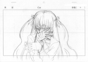 Rating: Safe Score: 0 Tags: 1girl auto_tagged barasuishou greyscale hair_ribbon image long_hair long_sleeves monochrome ribbon sketch solo traditional_media upper_body User: admin