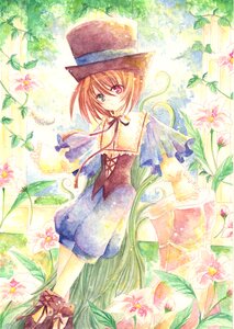 Rating: Safe Score: 0 Tags: 1girl brown_hair capelet flower hat heterochromia image long_hair looking_at_viewer red_eyes ribbon solo souseiseki traditional_media very_long_hair watercolor_(medium) User: admin