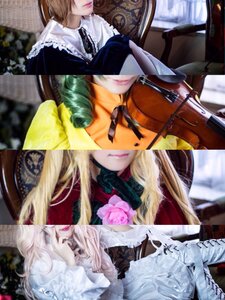 Rating: Safe Score: 0 Tags: blonde_hair blurry closed_eyes depth_of_field flower hat head_out_of_frame instrument lips long_hair multiple_cosplay multiple_girls music rose short_hair tagme violin User: admin