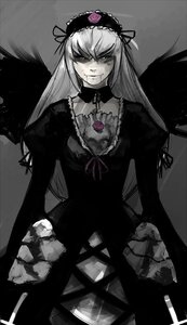 Rating: Safe Score: 0 Tags: 1girl black_dress black_wings dress frills hairband image juliet_sleeves long_hair long_sleeves puffy_sleeves ribbon rose solo suigintou wings User: admin