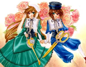 Rating: Safe Score: 0 Tags: 2girls blue_dress brown_hair dress flower frills green_dress hat heterochromia image long_hair long_sleeves looking_at_viewer multiple_girls pair red_eyes short_hair siblings sisters smile souseiseki suiseiseki top_hat twins very_long_hair watering_can User: admin