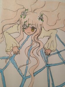 Rating: Safe Score: 0 Tags: 1girl bangs dress flower hair_flower hair_ornament image kirakishou long_hair long_sleeves pink_hair rose sleeves_past_wrists smile solo traditional_media very_long_hair watercolor_(medium) yellow_eyes User: admin