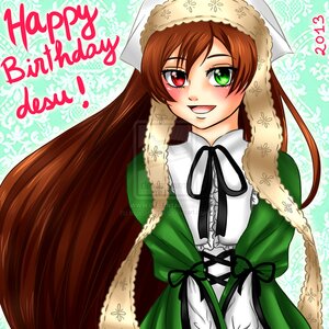 Rating: Safe Score: 0 Tags: 1girl :d brown_hair dress english_text frills green_dress green_eyes happy_birthday hat head_scarf heterochromia image long_hair long_sleeves looking_at_viewer open_mouth red_eyes ribbon smile solo suiseiseki very_long_hair User: admin