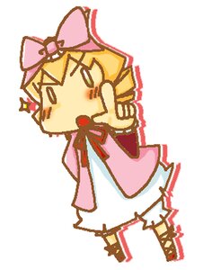 Rating: Safe Score: 0 Tags: 1girl blonde_hair bloomers blush bow dress full_body hinaichigo image pink_bow pink_dress simple_background solo white_background User: admin