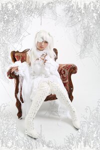 Rating: Safe Score: 0 Tags: 1girl dress kirakishou lace long_hair sitting solo white_dress white_hair User: admin