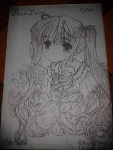 Rating: Safe Score: 0 Tags: 1girl artist_name dated flower hair_ribbon image long_hair long_sleeves looking_at_viewer monochrome photo ribbon rose shikishi shinku solo traditional_media twintails upper_body User: admin