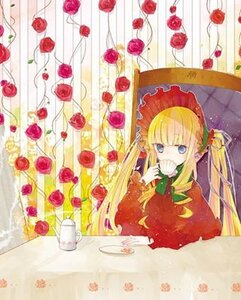 Rating: Safe Score: 0 Tags: 1girl blonde_hair blue_eyes bonnet bow cup flower food green_bow image long_hair pink_rose red_flower red_rose rose saucer shinku sitting solo table tea teacup twintails User: admin