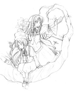 Rating: Safe Score: 0 Tags: 2girls artist_request capelet dress greyscale hat head_scarf heterochromia image long_hair long_sleeves lowres monochrome multiple_girls pair rozen_maiden siblings sisters sitting sketch souseiseki suiseiseki twins User: admin