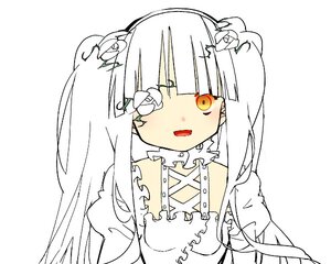 Rating: Safe Score: 0 Tags: 1girl bangs detached_collar dress eyepatch flower frills hair_flower hair_ornament image kirakishou long_hair looking_at_viewer open_mouth puffy_sleeves simple_background solo twintails upper_body white_background white_flower white_hair User: admin