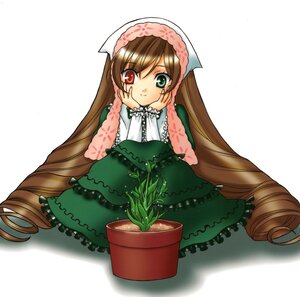 Rating: Safe Score: 0 Tags: 1girl brown_hair dress frills full_body green_dress green_eyes hands_on_own_cheeks hands_on_own_face head_scarf heterochromia image long_hair long_sleeves looking_at_viewer red_eyes simple_background solo suiseiseki very_long_hair watering_can white_background User: admin