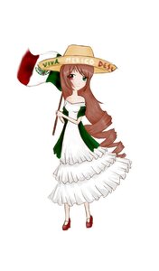 Rating: Safe Score: 0 Tags: 1girl brown_hair collarbone dress drill_hair full_body green_dress green_eyes hat heterochromia image long_hair looking_at_viewer red_eyes shoes simple_background solo standing suiseiseki very_long_hair white_background white_dress User: admin