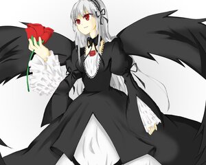 Rating: Safe Score: 0 Tags: 1girl black_dress black_wings dress feathers flower frilled_sleeves frills hairband image juliet_sleeves long_hair long_sleeves looking_at_viewer puffy_sleeves red_eyes red_flower red_rose rose silver_hair solo suigintou wings User: admin