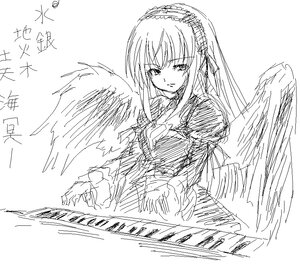 Rating: Safe Score: 0 Tags: 1girl angel_wings artist_request bangs closed_mouth dress feathered_wings frills greyscale hairband image instrument juliet_sleeves keyboard_(instrument) lolita_hairband long_hair long_sleeves looking_at_viewer looking_to_the_side monochrome music oekaki parted_lips playing_instrument rozen_maiden sidelocks simple_background solo suigintou upper_body white_background wings User: admin