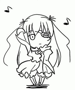 Rating: Safe Score: 0 Tags: 1girl :< barasuishou dress eighth_note eyepatch image long_hair monochrome musical_note solo standing striped vertical_stripes User: admin