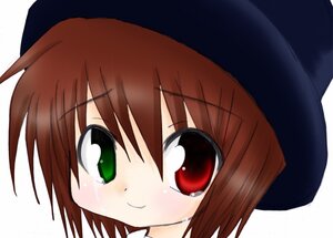 Rating: Safe Score: 0 Tags: 1girl black_headwear blush brown_hair crying crying_with_eyes_open eyebrows_visible_through_hair green_eyes hat image looking_at_viewer red_eyes short_hair simple_background smile solo souseiseki tears white_background User: admin