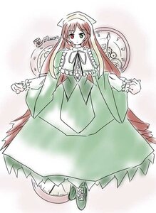 Rating: Safe Score: 0 Tags: 1girl brown_hair dress frills full_body green_dress green_eyes heterochromia image long_hair long_sleeves looking_at_viewer red_eyes solo standing suiseiseki very_long_hair white_background User: admin