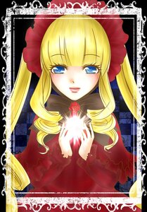 Rating: Safe Score: 0 Tags: 1girl bangs blonde_hair blue_eyes bonnet bow dress drill_hair image long_hair long_sleeves looking_at_viewer shinku sidelocks smile solo twintails upper_body User: admin