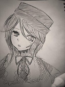 Rating: Safe Score: 0 Tags: 1girl bangs blush eyebrows_visible_through_hair frills greyscale hair_between_eyes hat image looking_at_viewer monochrome short_hair solo souseiseki traditional_media upper_body User: admin