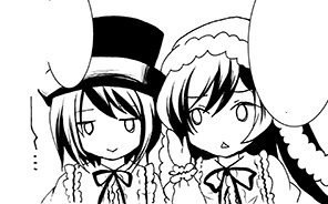 Rating: Safe Score: 0 Tags: 2girls greyscale haco_img hat image lolita_hairband long_hair monochrome multiple_girls neck_ribbon pair ribbon short_hair simple_background smile souseiseki suiseiseki white_background User: admin