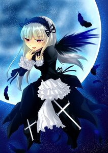 Rating: Safe Score: 0 Tags: 1girl doll_joints dress frills hairband image long_hair long_sleeves moon night night_sky red_eyes shooting_star silver_hair sky solo space star_(sky) starry_sky suigintou wings User: admin