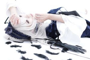 Rating: Safe Score: 0 Tags: 1girl bangs bird black_feathers blurry closed_mouth crow depth_of_field dove feathers flower hair_ribbon hairband lace long_hair long_sleeves nail_polish ribbon rose solo striped suigintou upper_body white_background white_feathers white_hair User: admin