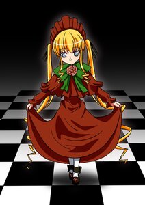 Rating: Safe Score: 0 Tags: 1girl argyle argyle_background argyle_legwear black_rock_shooter_(character) blonde_hair blue_eyes board_game bonnet bow bowtie checkerboard_cookie checkered checkered_background checkered_floor checkered_kimono checkered_scarf checkered_shirt checkered_skirt chess_piece cookie curtsey diamond_(shape) dress flag floor flower green_bow green_neckwear hair_ribbon himekaidou_hatate holding_flag image king_(chess) knight_(chess) long_hair mirror official_style on_floor perspective pillar pink_flower pink_rose plaid_background race_queen red_dress reflection reflective_floor rook_(chess) rose shinku shoes skirt_hold solo tile_floor tile_wall tiles twintails vanishing_point User: admin
