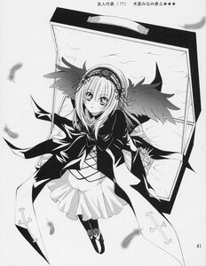 Rating: Safe Score: 0 Tags: 1girl bird black_feathers black_wings dress feathered_wings feathers from_above greyscale hairband image lolita_hairband long_hair long_sleeves looking_at_viewer monochrome photo ribbon solo suigintou wings User: admin