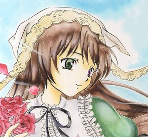 Rating: Safe Score: 0 Tags: 1girl bouquet brown_hair dress flower green_eyes image long_hair petals pink_rose red_flower red_rose rose smile solo suiseiseki User: admin