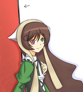Rating: Safe Score: 0 Tags: 1girl bangs brown_hair closed_mouth dress frills green_dress green_eyes heterochromia image long_hair long_sleeves looking_at_viewer red_eyes ribbon simple_background smile solo suiseiseki upper_body very_long_hair User: admin