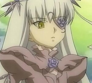 Rating: Safe Score: 0 Tags: 1girl barasuishou blonde_hair blue_flower blue_rose dress eyepatch flower frills green_background image long_hair long_sleeves ribbon rose shinku solo suigintou upper_body yellow_eyes User: admin