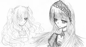 Rating: Safe Score: 0 Tags: greyscale hairband image kirakishou long_hair looking_at_viewer monochrome pair simple_background suigintou white_background User: admin