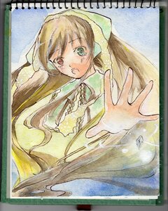 Rating: Safe Score: 0 Tags: 1girl blush brown_hair dress green_dress head_scarf heterochromia image long_hair long_sleeves looking_at_viewer open_mouth photo solo suiseiseki tears traditional_media very_long_hair User: admin