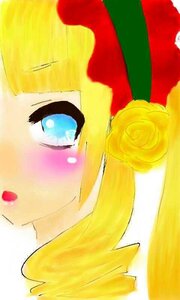 Rating: Safe Score: 0 Tags: 1girl blonde_hair blue_eyes blush close-up face flower image portrait rose shinku solo User: admin