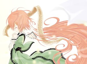 Rating: Safe Score: 0 Tags: 1girl closed_eyes dress frills from_side green_dress image long_sleeves orange_hair pink_hair profile short_hair solo suiseiseki wide_sleeves User: admin