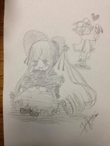 Rating: Safe Score: 0 Tags: dated graphite_(medium) hinaichigo image long_hair monochrome multiple_girls pair photo shinku signature sketch teacup traditional_media User: admin