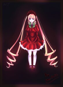 Rating: Safe Score: 0 Tags: 1girl absurdly_long_hair artist_name black_background blonde_hair blue_eyes bow dress drill_hair full_body image long_hair long_sleeves looking_at_viewer pantyhose shinku shoes signature solo standing twin_drills twintails very_long_hair white_legwear User: admin