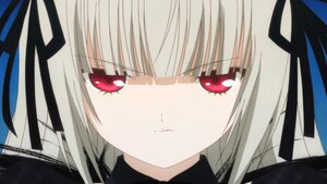 Rating: Safe Score: 3 Tags: 1girl bangs black_ribbon close-up closed_mouth eyebrows_visible_through_hair face hair_ribbon image long_hair looking_at_viewer portrait red_eyes ribbon silver_hair simple_background solo suigintou User: admin