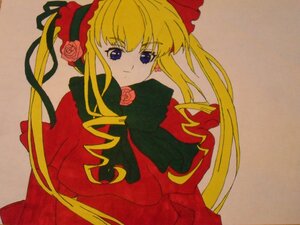 Rating: Safe Score: 0 Tags: 1girl bangs blonde_hair blue_eyes bow capelet dress flower image long_hair long_sleeves looking_at_viewer pink_rose red_capelet red_dress rose shinku sidelocks simple_background solo twintails upper_body User: admin