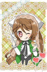 Rating: Safe Score: 0 Tags: 1boy brown_hair chibi food head_scarf heart image long_hair one_eye_closed red_eyes solo suiseiseki tongue tongue_out very_long_hair User: admin