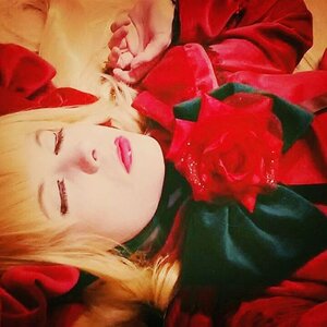 Rating: Safe Score: 0 Tags: 1girl blonde_hair closed_eyes flower lips red_gloves red_lips shinku solo upper_body User: admin