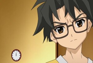 Rating: Safe Score: 0 Tags: 1boy auto_tagged black-framed_eyewear black_hair brown_eyes close-up closed_mouth face frown glasses human looking_at_viewer portrait sakurada_jun screenshot simple_background solo User: admin