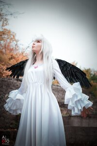 Rating: Safe Score: 0 Tags: 1girl angel angel_wings artist_name black_wings blurry blurry_background closed_mouth depth_of_field dress feathered_wings feathers frills from_side lips long_hair long_sleeves outdoors profile solo standing suigintou white_dress white_hair white_wings wings User: admin