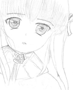 Rating: Safe Score: 0 Tags: 1girl blush close-up eyebrows_visible_through_hair face flower image looking_at_viewer monochrome rose shinku simple_background solo white_background User: admin