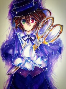 Rating: Safe Score: 0 Tags: 1girl bow brown_hair capelet expressionless frills hat heterochromia image long_sleeves looking_at_viewer red_eyes ribbon short_hair skirt solo souseiseki top_hat User: admin