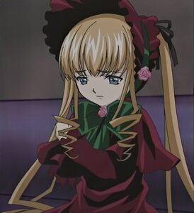 Rating: Safe Score: 0 Tags: 1girl blonde_hair blue_eyes bonnet bow bowtie dress drill_hair flower green_bow image long_hair long_sleeves looking_at_viewer pink_flower pink_rose rose shinku solo twintails User: admin