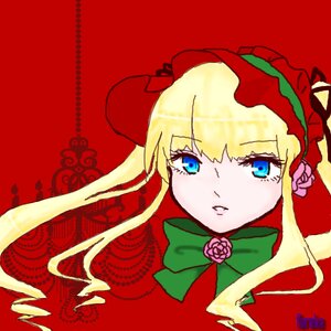 Rating: Safe Score: 0 Tags: 1girl blonde_hair blue_eyes bonnet bow bowtie copyright_name dress flower green_bow image long_hair looking_at_viewer pink_bow red_background rose shinku simple_background solo User: admin
