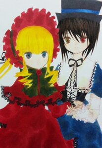 Rating: Safe Score: 0 Tags: 2girls blonde_hair blue_eyes bonnet bow dress drill_hair frills hat heterochromia image long_sleeves looking_at_viewer multiple_girls pair red_dress red_eyes shinku simple_background souseiseki top_hat User: admin