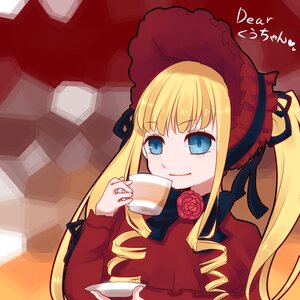 Rating: Safe Score: 0 Tags: 1girl blonde_hair blue_eyes bonnet bow cup drill_hair flower hair_ribbon holding holding_cup image long_hair long_sleeves looking_at_viewer ribbon rose saucer shinku smile solo teacup twin_drills twintails upper_body User: admin