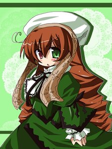 Rating: Safe Score: 0 Tags: 1girl :o bow brown_hair dress frills green_background green_dress green_eyes hat head_scarf heterochromia image long_hair long_sleeves looking_at_viewer red_eyes solo suiseiseki twintails very_long_hair User: admin