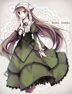 Rating: Safe Score: 0 Tags: 1girl boots brown_hair dress frills green_dress green_eyes head_scarf heterochromia image long_hair long_sleeves looking_at_viewer ribbon solo suiseiseki tongue tongue_out very_long_hair User: admin